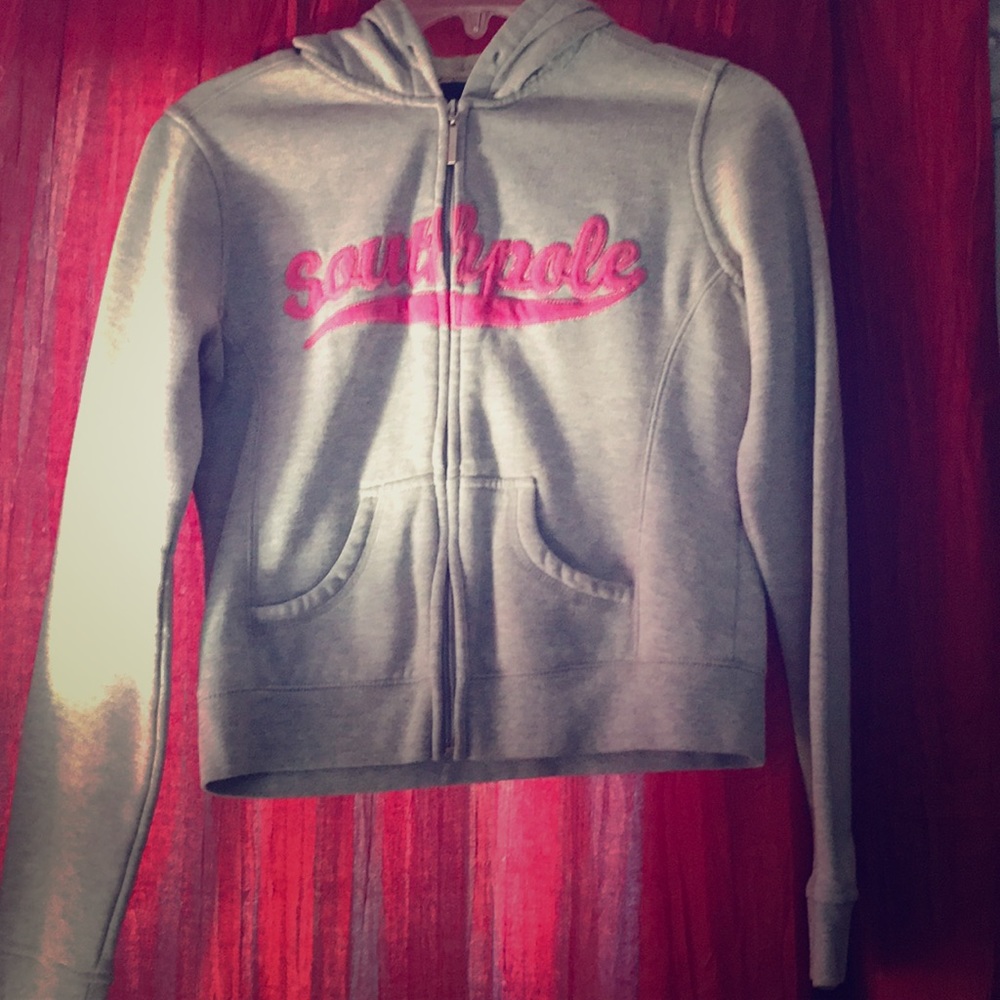 South Pole gray hoodie with pink insignia